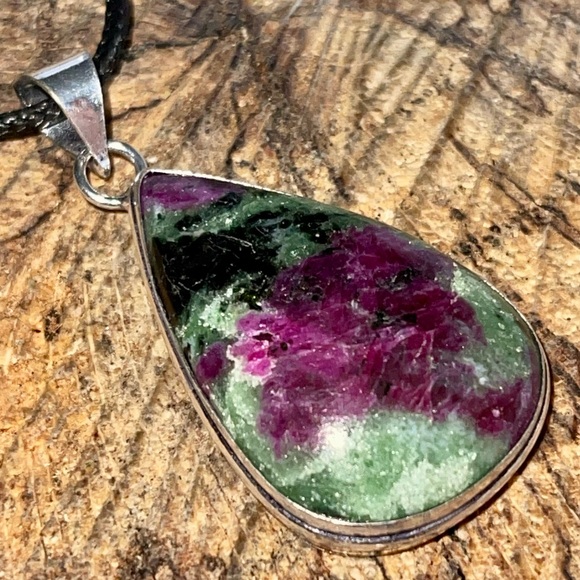 Anyolite Ruby Red Zoisite Pendant 2” - Picture 4 of 15